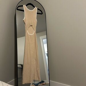 Tan sweater dress with cutout